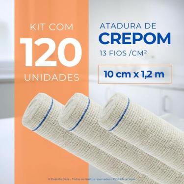 Imagem de Atadura Ortopédica de Crepom Faixa Bandagem Elástica 10cmx1.2m Kit 120