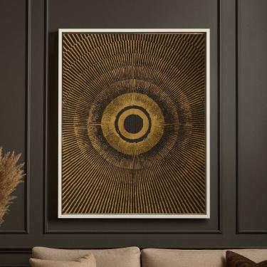 Imagem de Quadro Canvas Abstrato Mandala Dourado 60x40cm Mold Branca