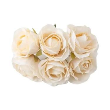 Imagem de Flores Artificiais De Rosa De Seda, 6 Peças, Mini Buquê, Guirlanda, Sc