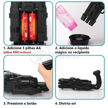 Imagem de Máquina Elétrica Brinquedo Tiktok Lança Bolhas Sabão Mágica Infantil com 8 Saídas e Fra...