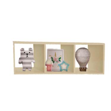 Imagem de Nicho Triplo 90x30x20 MDF Fixação Parede Organizador para Sala e Quarto Natural Trovare...