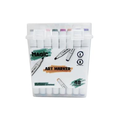 Imagem de Marcador Artístico Ponta Dupla E-Kids Art Marker 48 Cores com Tinta à Base de Água de S...