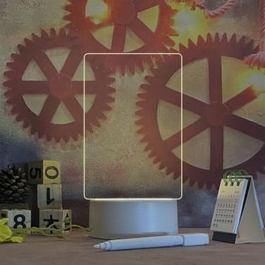 Imagem de Luminária LED Tipo Lousa 19 X 10 para Escrever com Placa Acrílica Efeito 3D Monocromática OEM