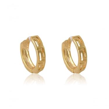 Imagem de Brinco Argolinha Trabalhada Com Vazado Banhado Em Ouro 18k [f027]