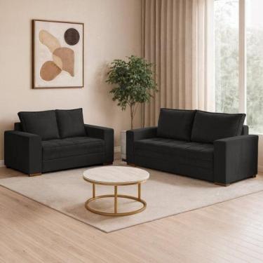 Imagem de Conjunto 2 Sofás 2 e 3 Lugares Fixo Suede D25 Urban Preto Yescasa