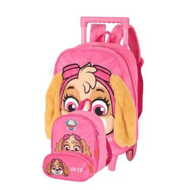 Imagem de Mochila Escolar Rodinha E Costas + Lancheira + Estojo Patrulha Canina 