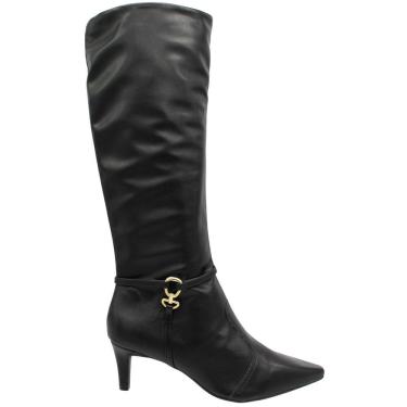 Imagem de Bota Cano Alto Bebecê Adorno Dourado Salto Médio Feminina