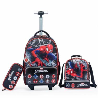 Imagem de Kit Mochila Spider Man Rodinha Estojo Lancheira Escolar Marvel Infantil Masculino-Masculino