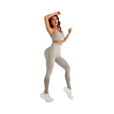 Imagem de Conjunto De Yoga Sem Costura De Cintura Alta Para Mulheres, 2 Peças, R