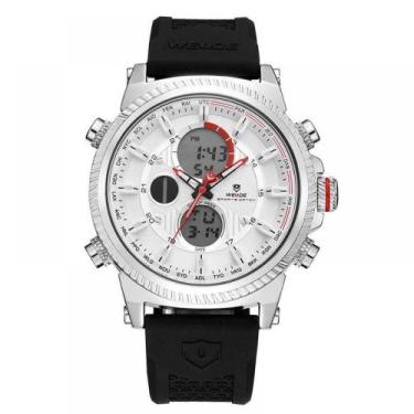 Imagem de Relógio Masculino Weide AnaDigi WH-6403 - Preto, Prata e Branco