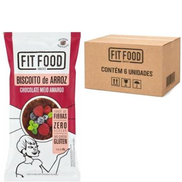 Imagem de Kit 6 Biscoito de Arroz Chocolate Meio Amargo FIT FOOD 60g