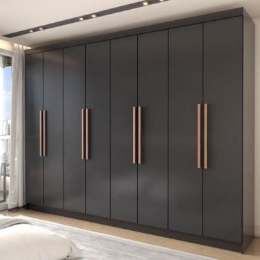 Imagem de Guarda-Roupa Casal King 8 Portas 4 Gavetas 100% Mdf Onix - Panorama Mó