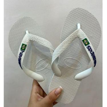 Imagem de Chinelo Brasil Logo Feminino Cor:BrancoTamanho:43/44 - Havaianas, Bran