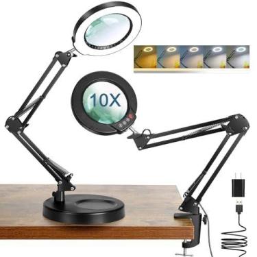 Imagem de Lupa Coyeth 10X com lâmpada LED de luz e suporte