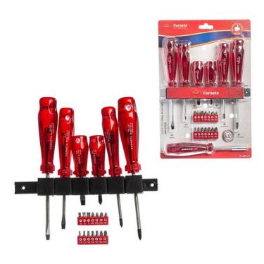Imagem de Kit Jogo De Chaves Fenda Philips E Bits Com 21 Peças Corneta - Etilux