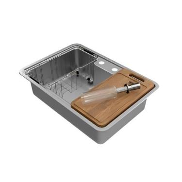 Imagem de Cuba De Sobrepor/Embutir 64x44 Com Acessórios Para Cozinha Docol Massi