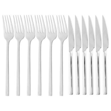 Imagem de Conjunto De 12 Peças De Faca Para Churrasco e Garfo Firenze Wolff