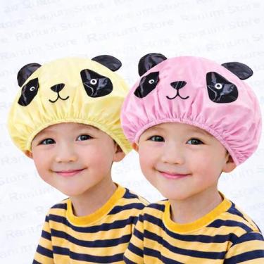 Imagem de Kit 2 Toucas de Banho Infantil com Cheirinho  PVC Reutilizável Panda -
