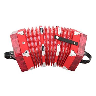 Imagem de Concertina Acordeão Instrumento Musical Profissional Acordeão de Piano de Mão para Adultos Estudantes Iniciantes Performance (Vermelho)