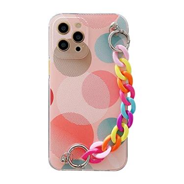 Imagem de Capas de telefone de pulseira de pulso de treliça para iphone 12 pro max 11 promax X XS XR 7 8 Plus SE 2020 Capa macia de corrente colorida, A, para iphone 12 ProMax