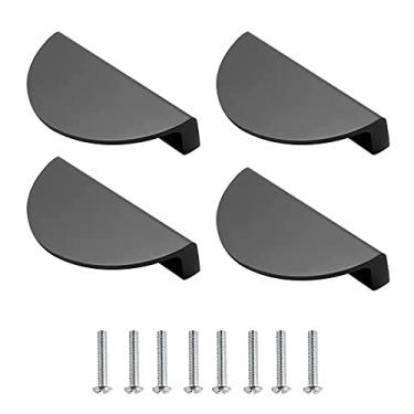 Imagem de 4 PCS Gaveta preta puxa alças de gabinete semi circular com parafusos para o armário de cozinha porta de móveis de quarto varejo YYDFPIIA
