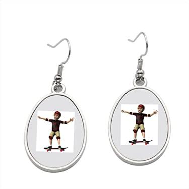 Imagem de Brinco de skate – Brincos pendurados para meninas – Presente de festa de aniversário dos namorados, Metal, Sem pedras preciosas