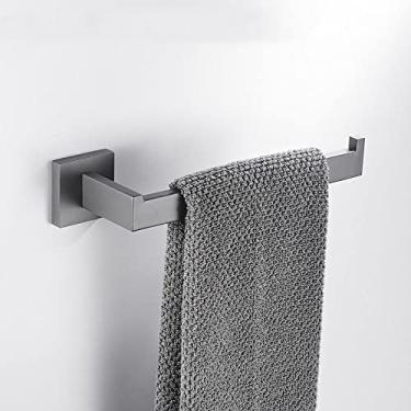 Imagem de Acessórios de banheiro Barra de toalheiro suporte de papel higiênico arma cinza gancho de toalha de aço inoxidável montagem na parede do quarto conjunto de ferragens de banho, anel de toalha