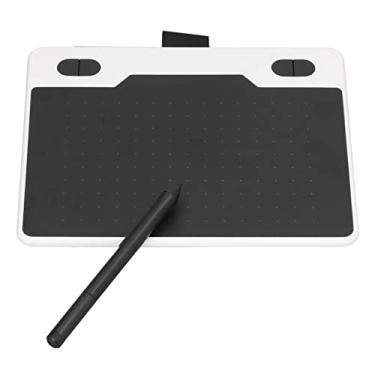 Imagem de XJCX Tabela de desenho gráfico, caneta stylus sem bateria de pressão 8192 níveis, tablet portátil digital com 4 teclas personalizáveis, resolução de toque 5080LPI, grande área de detecção de 15 x 10 cm (branca)
