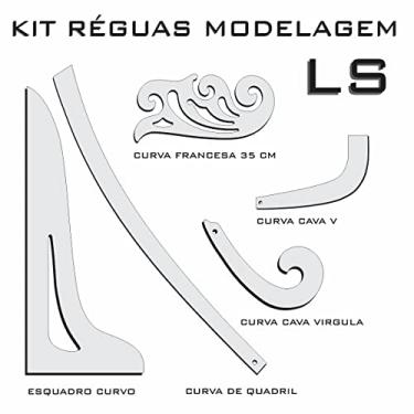 Imagem de Kit régua modelagem gabarito curva acrílico costura LS Fenix