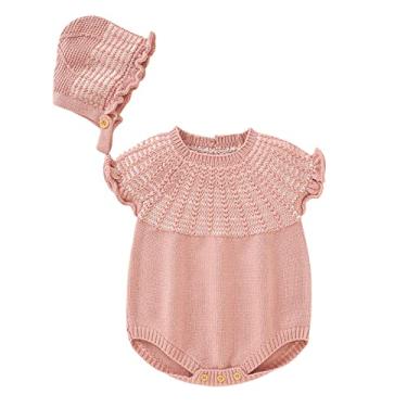 Imagem de Macacão de malha de algodão para bebês recém-nascidos sem mangas menino menina listrado roupas (rosa, 12 a 18 meses)
