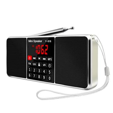 Imagem de LEFON Alto-falante de mídia digital FM multifunções MP3 Music Player suporta cartão TF USB Drive com tela de LED e função de desligamento de tempo (dourado)