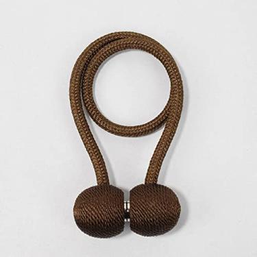 Imagem de Fivela de cortina de bola de pérola magnética fivela de cortina traseira de renda fivela de gancho de barra gancho acessórios de decoração para casa, café escuro, 4 peças