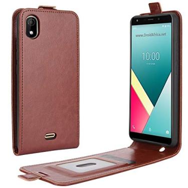 Imagem de YUNCHAO Caixa de telefone Para Wiko Y61 R64 Textura Única Caixa de Proteção de Couro Vertical Vertical com Slots de Cartão e Moldura Foto capa para celular