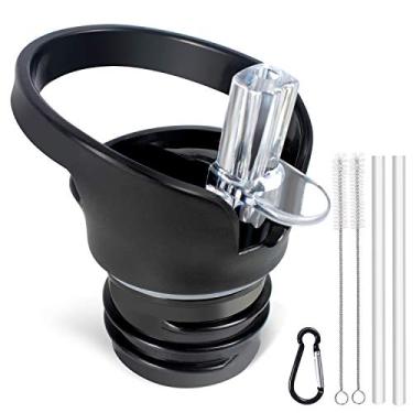 Imagem de Morla Tampa de canudo de tamanho padrão compatível com garrafa de tamanho padrão Hydro Flask e garrafa de ascensão simples e moderna. (preta)