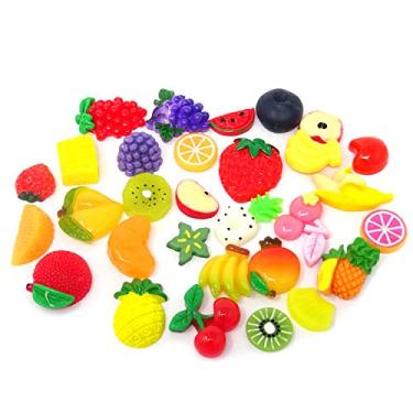 Imagem de Honbay 30 peças, berloques de gelo, miçangas sortidas de resina flatback para scrapbooking, clipe de cabelo, artesanato faça você mesmo, etc. (frutas)