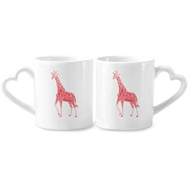 Imagem de IUCN Conjunto de canecas de porcelana para casais de girafa vermelha com animais ameaçados de extinção e coração