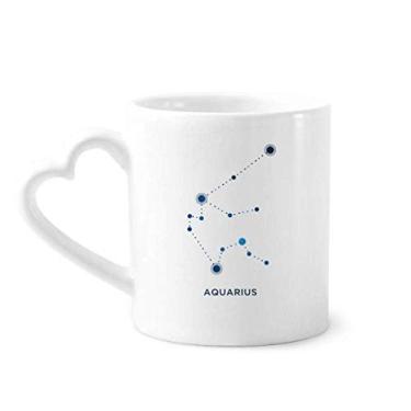 Imagem de Caneca de cerâmica com signo do zodíaco da constelação de Aquário, copo de coração de vidro