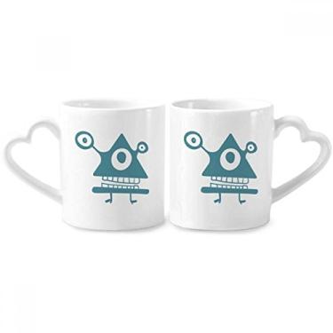 Imagem de Universo e alienígena Cyclops Alien Criatura Casal Caneca Porcelana Conjunto de Cerâmica Amante Copo Coração Alça