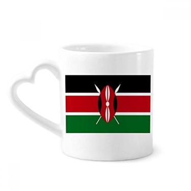 Imagem de Caneca com bandeira nacional do Quênia país da África caneca café cerâmica copo de coração de vidro