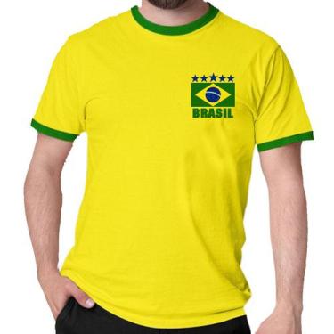 Imagem de Camiseta Brasil Verde Amarelo Copa Personalizado Nome Blusa - Mago Das