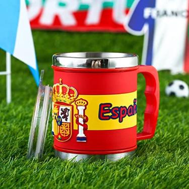 Imagem de Canecas de futebol LNGOEHO 2022 WORLD CUP 400 ml de aço inoxidável para manter o calor canecas de café lembranças nacionais fãs pequenos presentes prêmios de eventos (Espanha)