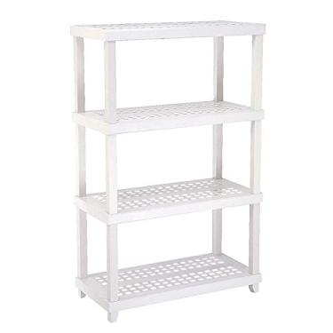 Imagem de Ordene - Estante Plástica de Resina Reforçada, com 4 Prateleiras, Suporta até 200Kg, Cor Branca, Linha Vig