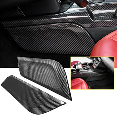 Imagem de FINMOKAL Guarnição Da Tampa Do Painel Lateral Da Engrenagem Interior De Fibra De Carbono 2X Apto Para Ford Mustang 2015-2019 Preto, Fibra De Carbono