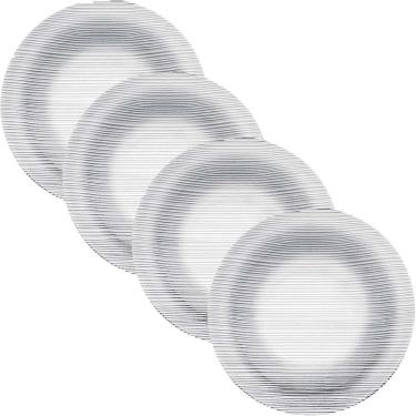 Imagem de Jogo de 4 Pratos Fundo Almoço Jantar Vidro Temperado Para Sopa e Massas Nadir Diamante