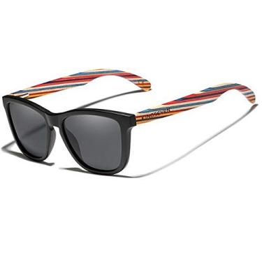 Imagem de Oculos de Sol Masculino Multicores Design Madeira Artesanal Kingseven Polarizados N5512 (C3)