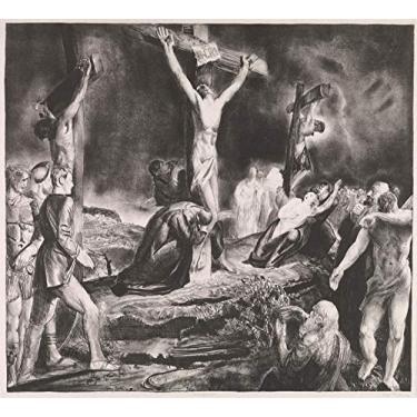 Imagem de Crucificação de Cristo 1923 Litografia de George Bellows na Tela em Vários Tamanhos (51 cm X 46 cm tamanho da imagem)