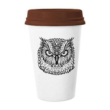 Imagem de Caneca de desenho de animal de coruja, olhos grandes, desenho de animal, caneca de café de cerâmica, copo de cerâmica