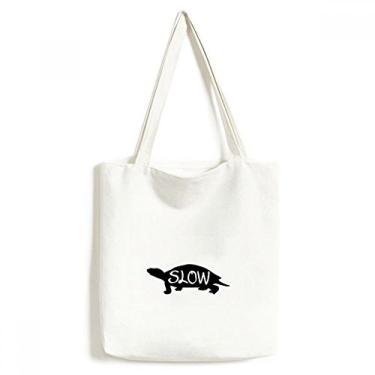 Imagem de Bolsa de lona preta com desenho de animal de tartaruga natural bolsa de compras casual bolsa de mão