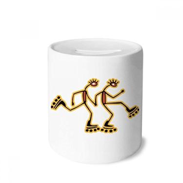 Imagem de DIYthinker Boneco do Egito com estampa de patinação, caixa de dinheiro de cerâmica, porta-moedas, presente de cofrinho