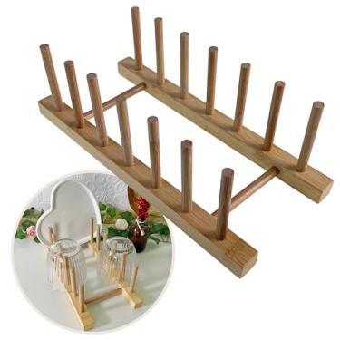 Imagem de Escorredor Suporte p/Guardar 6 Pratos Louça Tampa Bambu Organizador Cozinha Pia